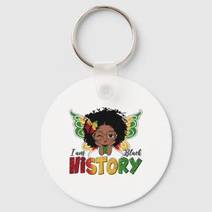 I Am Black History Month Cute Melanin Afro Girl Ki Key Ring