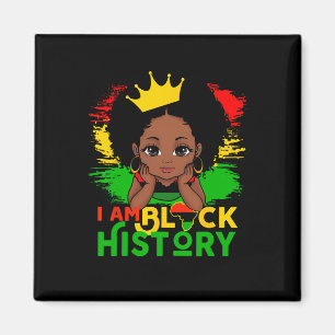 I Am Black History Month Cute Melanin Girl Kids To Magnet