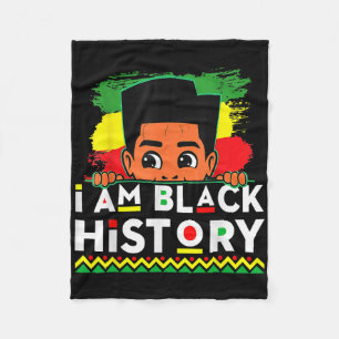 I Am Black History Month Kids Boys Afro African Am Fleece Blanket