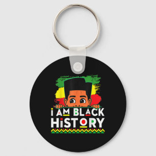 I Am Black History Month Kids Boys Afro African Am Key Ring
