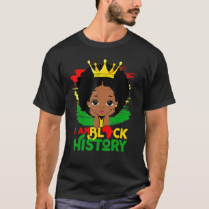 I Am Black History Month Kids Girls Queen African  T-Shirt