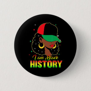 I Am Black History Month Loc'd Girl Black Women Ce 6 Cm Round Badge