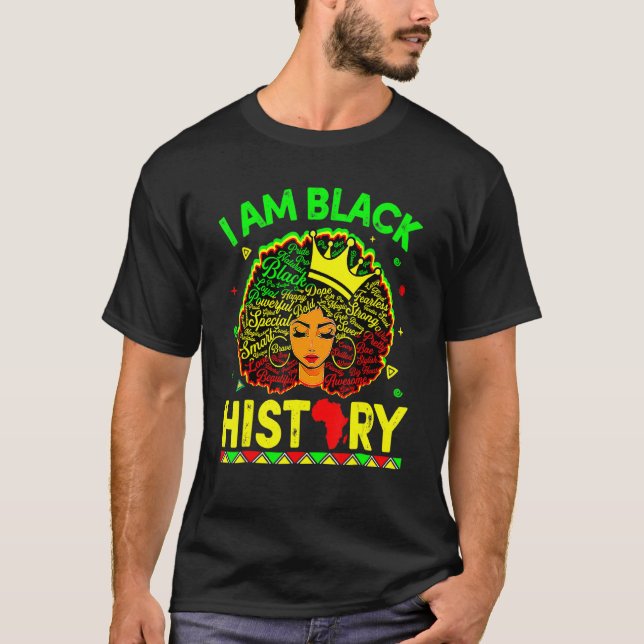 I Am Black History Month Pride Queen Girl African  T-Shirt (Front)