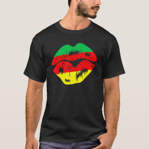 I AM Black History Month Shirt Lips Red Green Gold