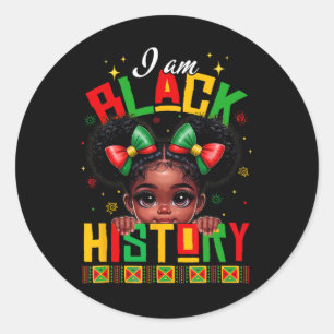 I Am Black History Month Shirts For Kids Girls Bla Classic Round Sticker