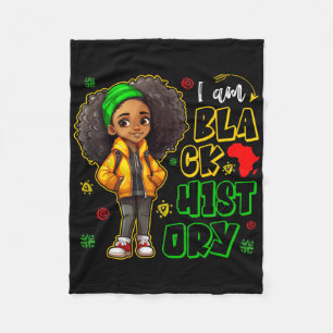 I Am Black History Month Teens Kids Girls African Fleece Blanket