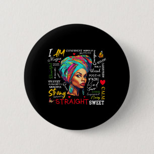 I Am Black History Month Women Girl Afro Black Que 6 Cm Round Badge