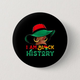 I Am Black History Month Women Girl Afro Black Que 6 Cm Round Badge