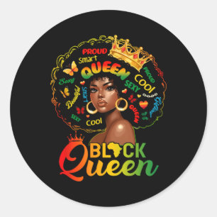 I Am Black History Month Women Girl Afro Black Que Classic Round Sticker