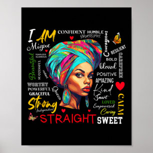 I Am Black History Month Women Girl Afro Black Que Poster