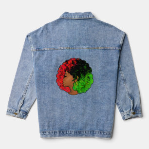 I am black history pan African flag afro women red Denim Jacket