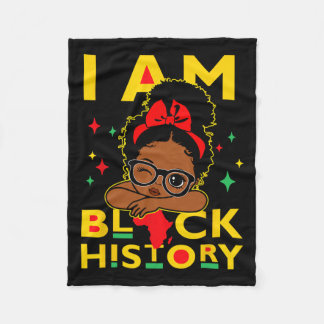 I Am Black History Shirt For Kids Girls Black Hist Fleece Blanket