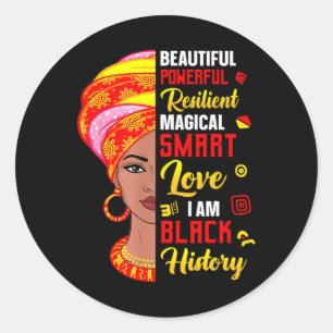 I Am Black History Women Black History Month Celeb Classic Round Sticker