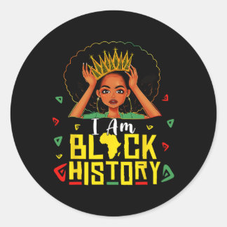 I Am Black History Women Girl Black History Month  Classic Round Sticker