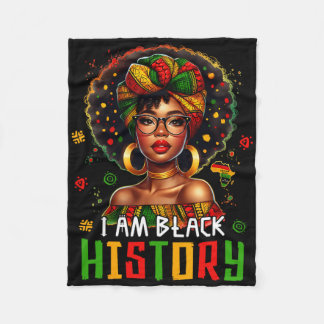 I Am Black History Women Girl Black History Month  Fleece Blanket