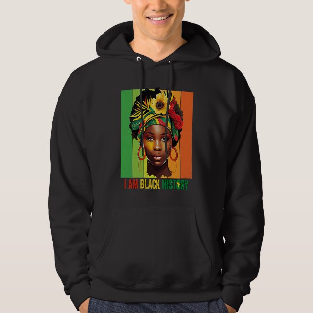 I AM BLACK HISTORY Women Girls Black Queen Month H Hoodie (Front)