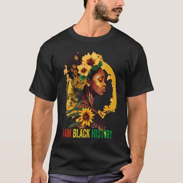 I AM BLACK HISTORY Women Girls Black Queen Month H T-Shirt (Front)