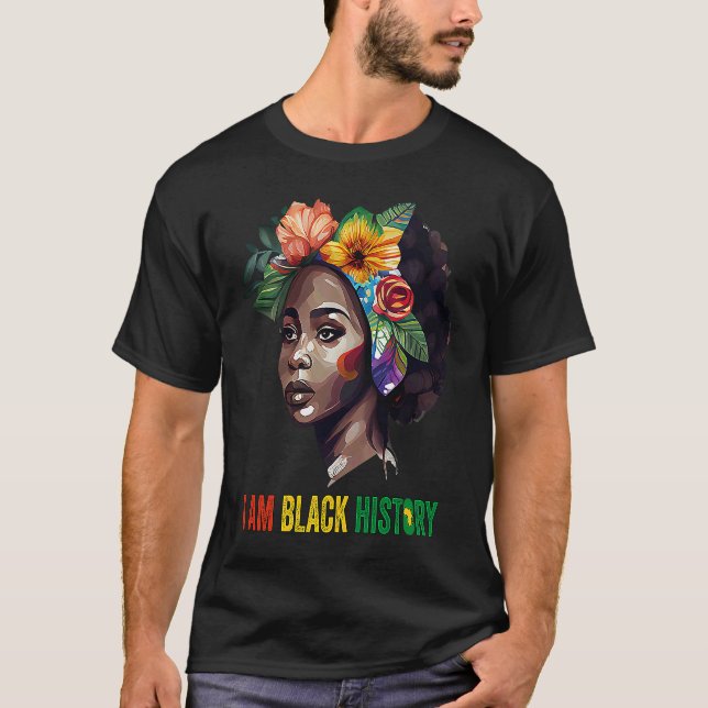 I AM BLACK HISTORY Women Girls Black Queen Month H T-Shirt (Front)