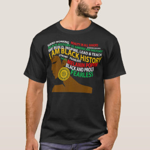 I Am Black History Words in Hair Black Woman T-Shirt