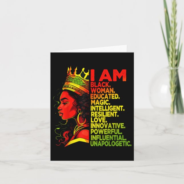 I Am Black Woman Black History Month African Ameri Card (Front)
