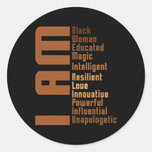 I Am Black Woman Educated Black History African Wo Classic Round Sticker