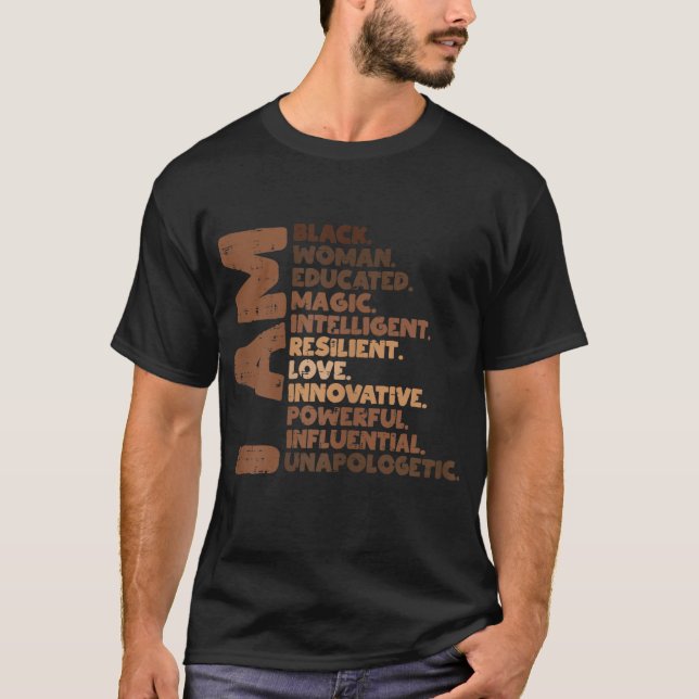 I Am Black Woman Melanin Africa Pride History BHM  T-Shirt (Front)