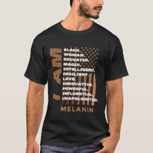 I Am Black Woman Storm Strong African Woman Black T-Shirt