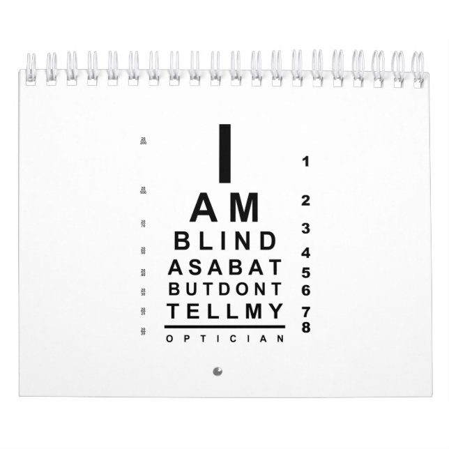 I am blind as a bat eye chart calendar (Cover)