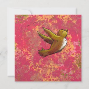 I am Brave - beautiful cute fun bird w/ heart Invitation
