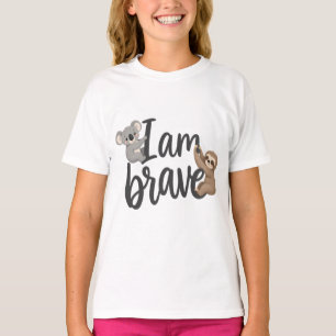I Am Brave Cute Koala & Sloth Growth Mindset Desig T-Shirt