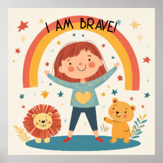 I Am Brave - Kids Affirmation Poster