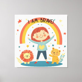 I Am Brave - Kids Affirmation Stretched Canvas  Print