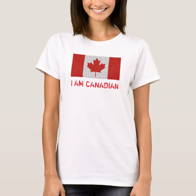 I AM CANADIAN Flag Red and White T-Shirt (Front)