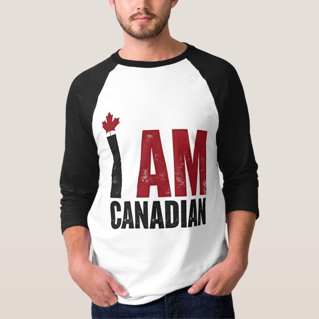 I Am Canadian – Patriotic Statement & Maple leaf T-Shirt (Front)