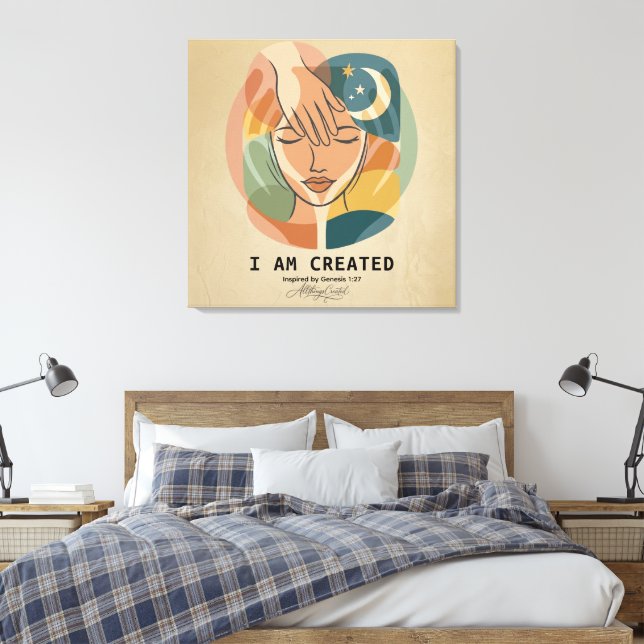 I Am Created - Boho Modern Inspirational Design Canvas Print (Insitu(Bedroom))