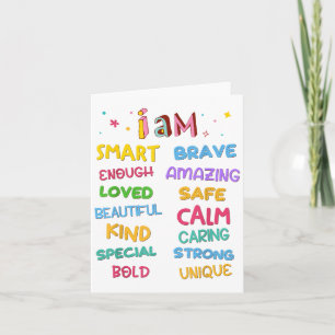 I Am Daily Affirmation Colorful Christian Kids Tod Card