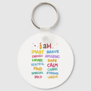 I Am Daily Affirmation Colorful Christian Kids Tod Key Ring