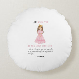 I Am Daughter Of The King Colourful Cute Nursery Round Cushion