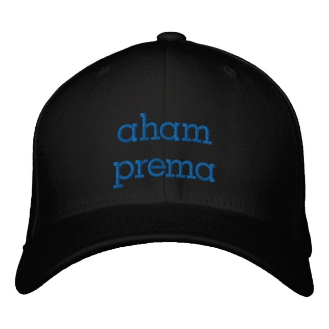 i am divine love aham prema mantra Blue Embroidered Hat (Front)