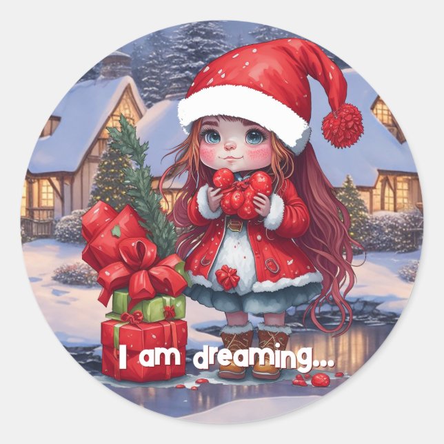 I am dreaming.. Christmas Classic Round Sticker (Front)
