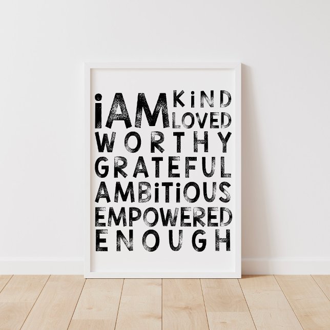 I Am Enough Affirmations For Kids Poster (Creator Uploaded)