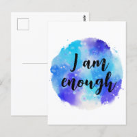 I Am Enough Blue Purple Watercolor Spiritual Text
