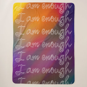 I Am Enough Pastel Rainbow Cursive Affirmation Sherpa Blanket