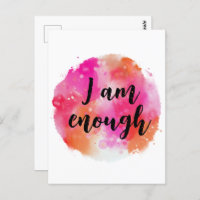 I Am Enough Pink Orange Watercolor Spiritual Text