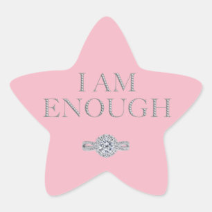 'I am enough' pink Star Sticker