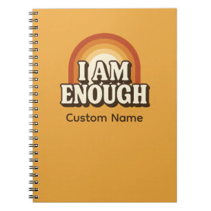 I Am Enough Retro Rainbow Stripes Custom Notebook