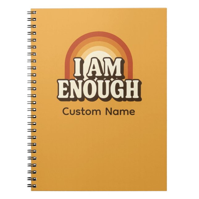 I Am Enough Retro Rainbow Stripes Custom Notebook (Front)
