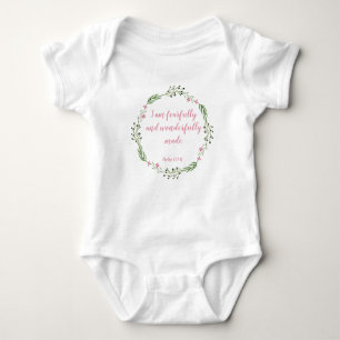 I am fearfully & wonderfully made   Pink Wreath Baby Bodysuit