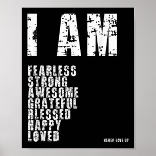I Am Fearless, Strong, Blessed Loved God Motivatio Poster