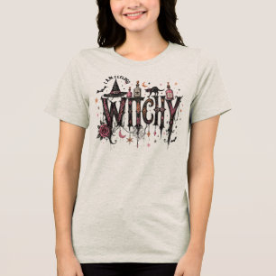 I am Feeling Witchy Halloween Vibe Typography Tri-Blend Shirt